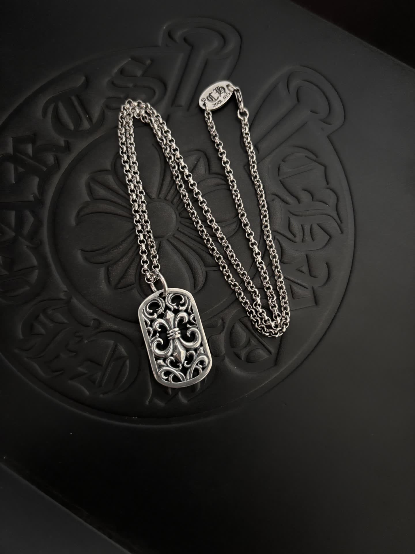 Chrome Hearts Silver Filigree Tag Necklace